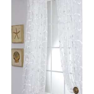 Bleuit White Embroidered Organza Sheer Curtains & Panels  