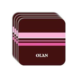 Personal Name Gift   OLAN Set of 4 Mini Mousepad Coasters (pink 