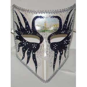  Venetian Antique Visor Shape Mask in Black Pattern Toys 