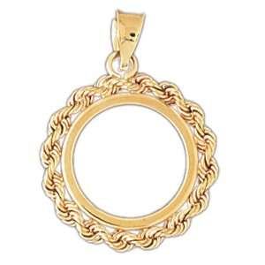  14kt Yellow Gold Coin Bezel Pendant   15.6mm: Jewelry