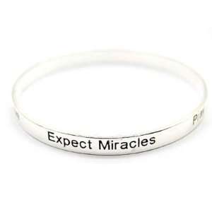  Silver Expect Miracles Christian Bangle Bracelet: Office 
