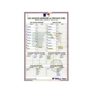  Dodgers at Cubs 5 28 2008 Game Used Lineup Card (MLB Auth 