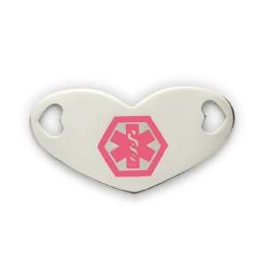  Heart Shaped Medical Alert ID Tag   Pink   With Decals 