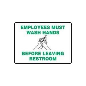 EMPLOYEES MUST WASH HANDS BEFORE LEAVING RESTROOM (W/GRAPHIC) Sign 