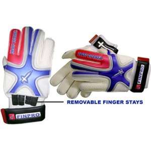   Finger Pro Goalie Gloves WHITE/RED/BLUE LARGE = 10: Sports & Outdoors