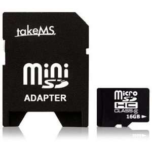  TakeMS 16GB MIcroSD HC Class 6 Memory Card & Adapter 