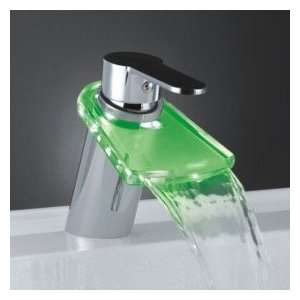  Color Changing LED Waterfall Bathroom Sink Faucet: Home 