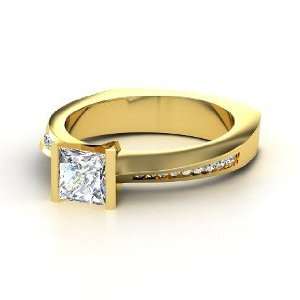  Postmodern Princess Ring, Princess Diamond 14K Yellow Gold 