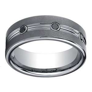   Tungsten Carbide 1/5 Carat Black Diamond Wedding Band (7.00 mm