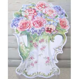  Carol Wilson Mothers Day Card China Tea Pot w/Pink Roses 