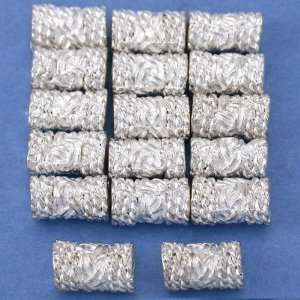  15g Rope Bali Tube Beads Silver Plated 8.5mm Approx 15 