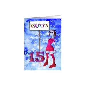  15th birthday Party invitation signpost with stars and 