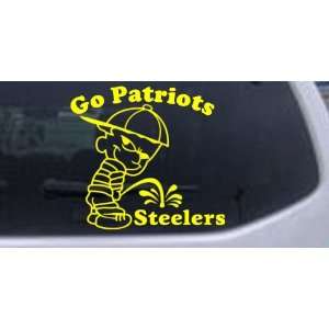Yellow 10in X 10.8in    Go Patriots Pee On Steelers Car Window Wall 