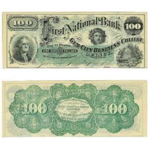  ILLINOIS: Quincy 1873 100 Dollars First National Bank of 