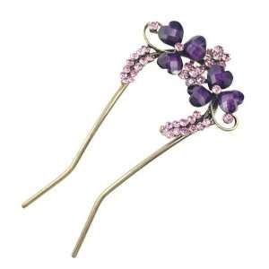    Czech Rhinestone 2 Prong Hair Stick Fork 3 Petal Flowers: Beauty