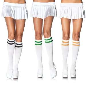   By Leg Avenue Athletic Adult Knee Highs / White/Green: Everything Else