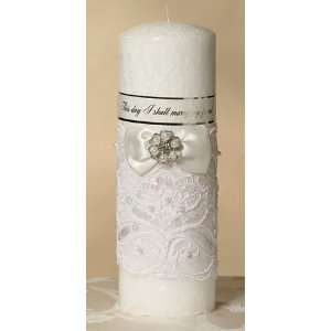  Off white Sequin Lace Palm Wax Pillar Candle.: Home 