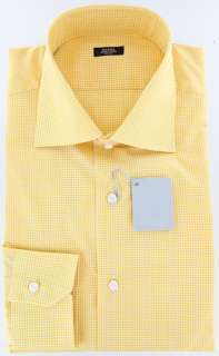 New $325 Barba Napoli Yellow Shirt 17.5/44  