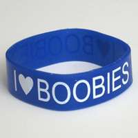 Love Boobies Heart sign Silicone Wristband Bracelet Rubber 3/4 inch 