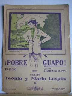 POBRE GUAPO tango sheet music / Fernandez Blanco  