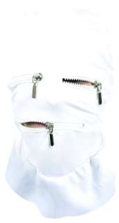 Halloween Asylum Patient Costume Mask Zipper White Hood  