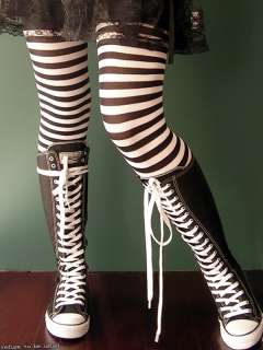 Punk emo Gothique Mode genou Bottes Toile CHAUSSURES  