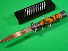 SS Sicilian toothpick Assist Open Ora /Blk Stiletto Pocket Knife L 