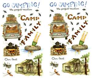 SUSAN Branch CAMPING Scrapbook Stickers! 2 Sheets  