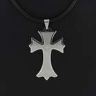 Stainless Steel Large Cross Lord Our Father Prayer Pendant Necklace