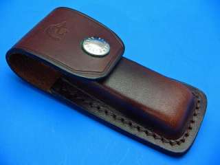 Schrade Ducks Unlimited Small Brown Leather Folding Knife Belt Sheath 
