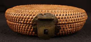 ANTIQUE CHINESE OLD SEWING BASKET BLUE PEKING GLASS BRACELET BEADS 