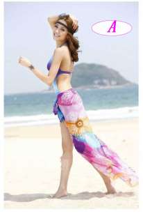 Womens Chiffon Sexy Wrap Pareo Dress Sarong Beach Bikini Swimwear 