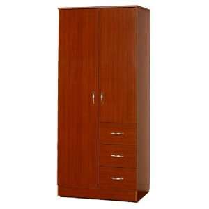 ABC Wardrobe Bedroom Armoire with 2 Doors and 3 Drawers in Cherry 