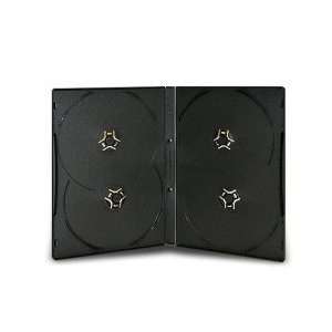  14MM Standard Black CD/DVD Case   4 Disc (2 Disc each side 