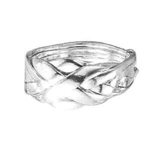    STERLING SILVER HIGH POLISH SIX BAND PUZZLE RING SIZE 10: Jewelry
