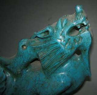 Old Chinese Turquoise Carved 12 Zodiacs  Dragon Statue  
