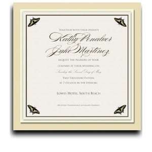  290 Square Wedding Invitations   Butterfly Frame of Four 