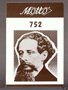 CHARLES DICKENS Author 1987 MOTTO BOARD GAME CARD #752  