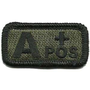  Tactical Blood Type Patch Type A Positive 1x2   Olive 
