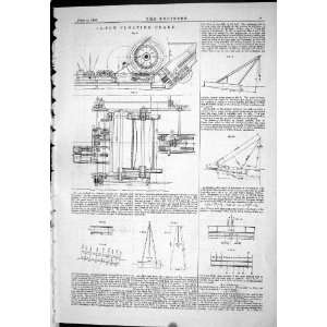 1885 ENGINEERING FLOATING CRANE 40 TON LETTERS EDITOR DIAGRAMS EASTERN 