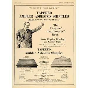  1926 Ad Ambler Fireproof Roofing Design Asbestos Shingles 