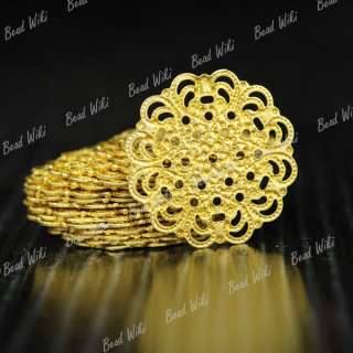 30 Brass Flower Filigree Cabochon Settings links MB0566  