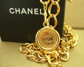 CHANEL Classic Gold Chain Belt 94A Medal MIB 2 strands 33 84cm 