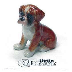 Little Critterz Buddy Boxer Puppy Dog Miniature Figurine Wee Animal 