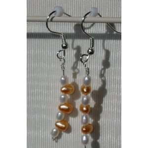  Freshwater Yellow White Pearl Pearls Dangle Earrings 