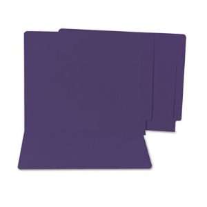     & Paper Cut Resistant Colored End Tab File Folders, Purple, 100/Box