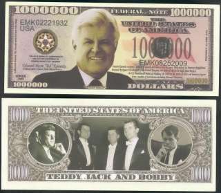SENATOR TEDDY KENNEDY MILLION DOLLAR   Lot of 10 bills  