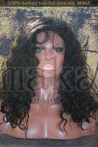 100% Indian Remy Human Hair Full Lace Wig 18inch 1# Jet black Deep 