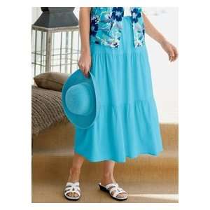  Womens Solid Tiered Skirt Carib Blue: Everything Else