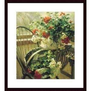   Print   Sunlit Geraniums   Artist Marilyn Yanke  Poster Size 24 X 20